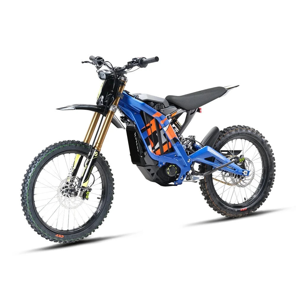 2025 Surron Light Bee X electric dirt bike in blue side-view