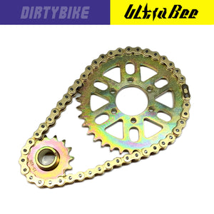 close up shot of Dirty Bike 420 primary chain conversion for Surron Ultra Bee