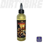 Apogee Performance chain lube bottle, clear squeeze bottle of amber oil with black twist-top applicator and desert sunset label