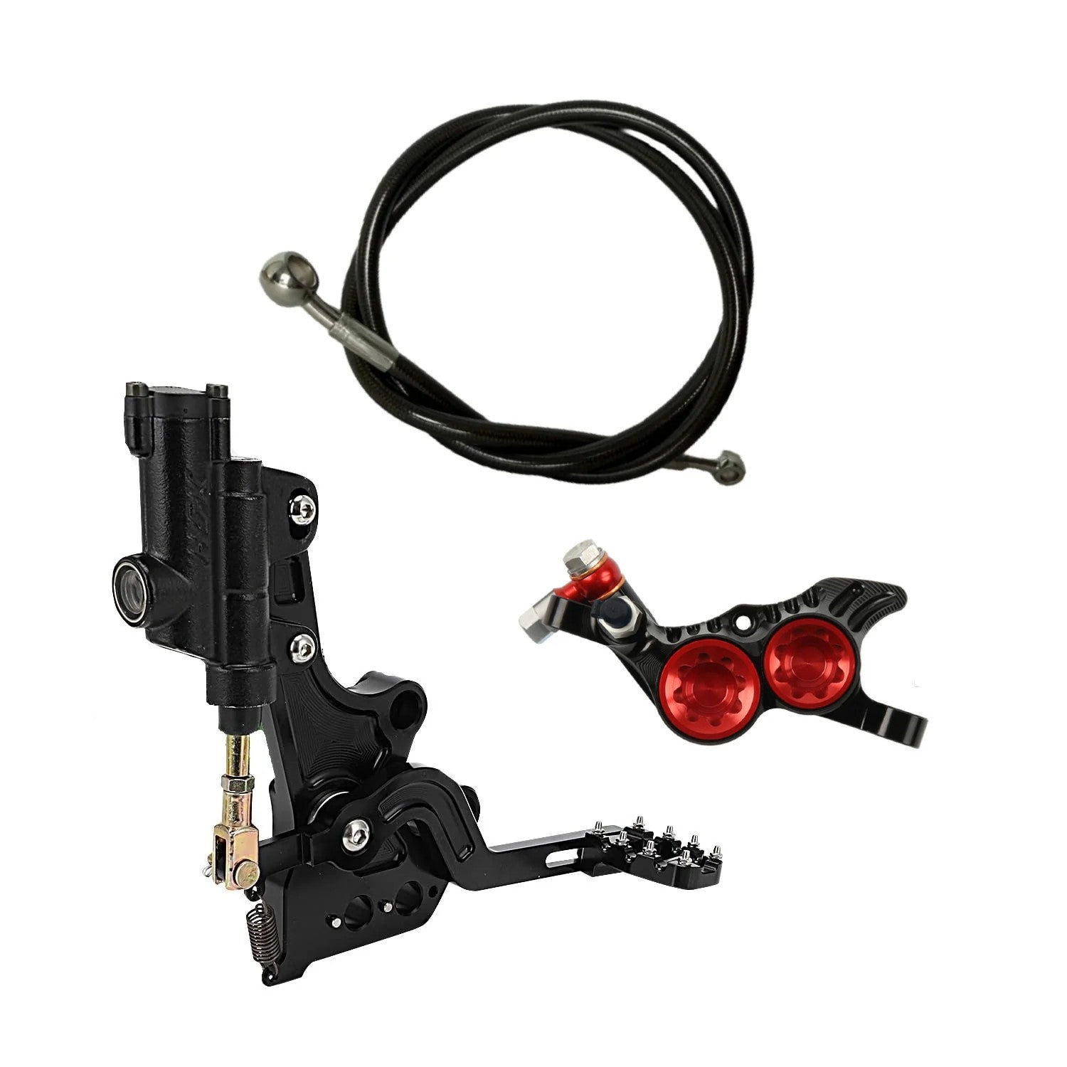 Hope Tech 4 V4 rear foot brake kit installed on Surron Light Bee X – Black & Red caliper