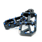 Surron / Talaria wide CNC foot pegs, black anodized aluminum with blue grip pins, pair