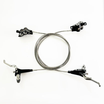 DEEPS G500 4-piston hydraulic brake kit for Surron Light Bee, Talaria XXX/MX3/MX4, E-Ride Pro SS – front & rear view