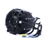 EBMX XUB-80 air-cooled mid-drive motor for Surron Ultra Bee, black finned housing, three-quarter view with phase wires
