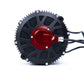 EBMX XUB-80 air-cooled motor for Surron Ultra Bee, finned black housing with red anodized center hub and phase wires