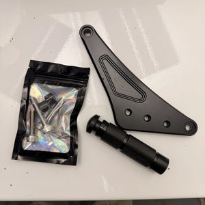 Surron shift lock kit, black anodized aluminum bracket, knurled foot peg and stainless allen bolts hardware