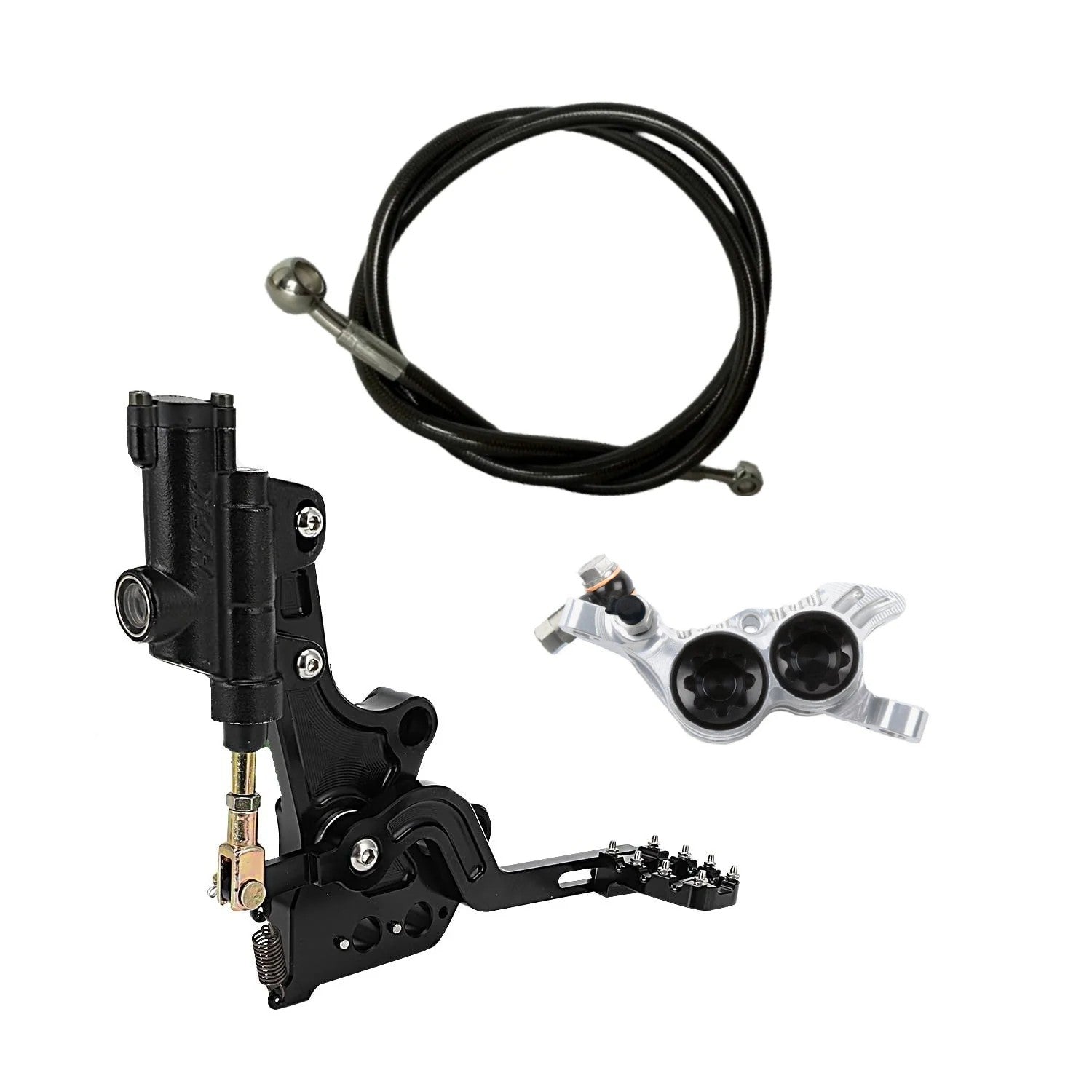 Hope Tech 4 V4 rear foot brake kit installed on Surron Light Bee X – Silver & Black caliper