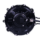 EBMX XTA-60 Talaria motor kit, black finned aluminum housing, front view with X logo and connector cables