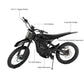 Eride Pro SR feature callouts with 25kW peak motor 72V 50Ah battery Fast Ace suspension and long seat