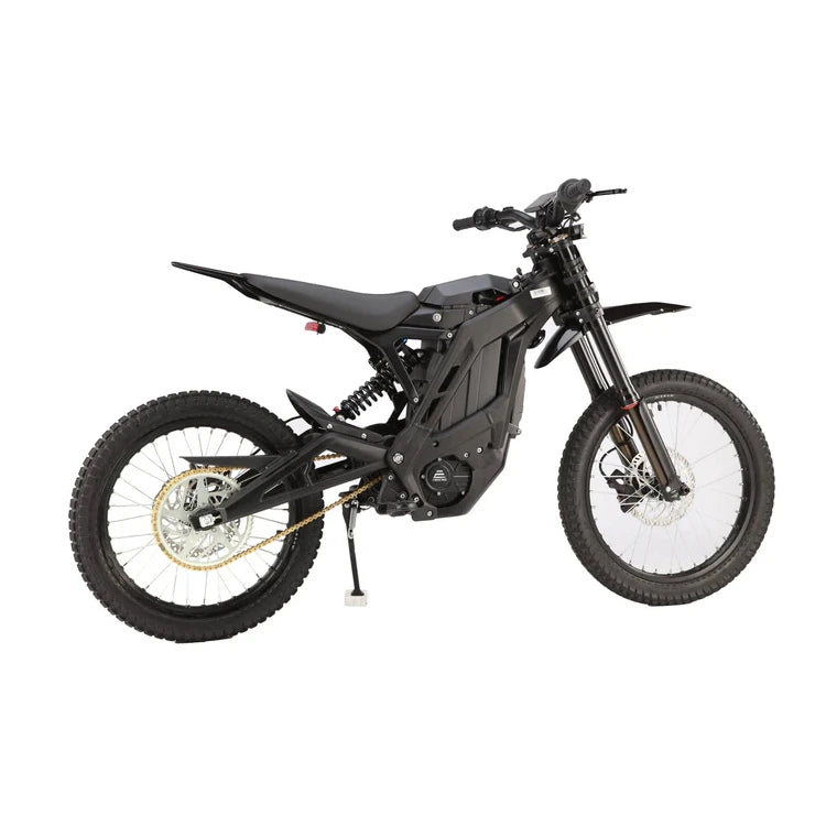 Rear angle of Eride Pro SS 3.0 electric dirt bike showing swingarm and suspension