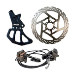 Complete Eride Pro rear single caliper brake kit with bracket, 240mm rotor, and hydraulic system