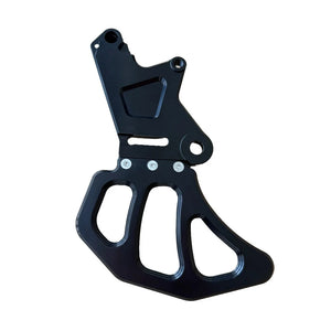 Eride Pro single caliper brake bracket with integrated rotor guard for rear moto brake system