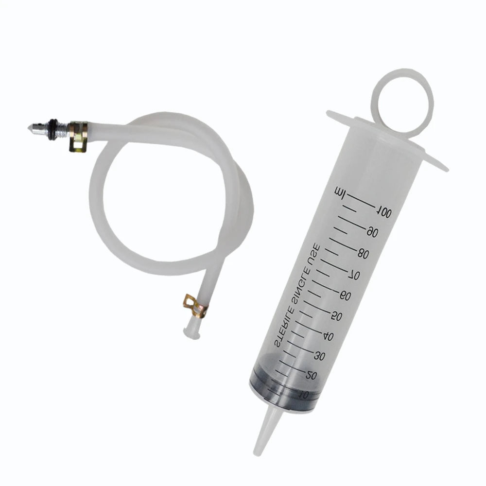 facotryz brake bleed kit syringe and line with white background