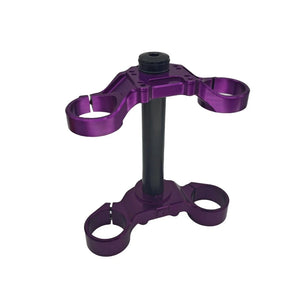 1 inch dropcrown triple clamp for fastace forks. purple color with white back drop