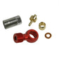 Red Hope Tech M6 banjo connector end, CNC 6061-T6 aluminum body with brass hose collar