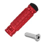 Eride Pro shift lock peg replacement in red, knurled grip with black end cap and a silver hex bolt, angled view