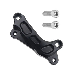 Front Stark Varg 320mm Black Brake Rotor Bracket Close up
