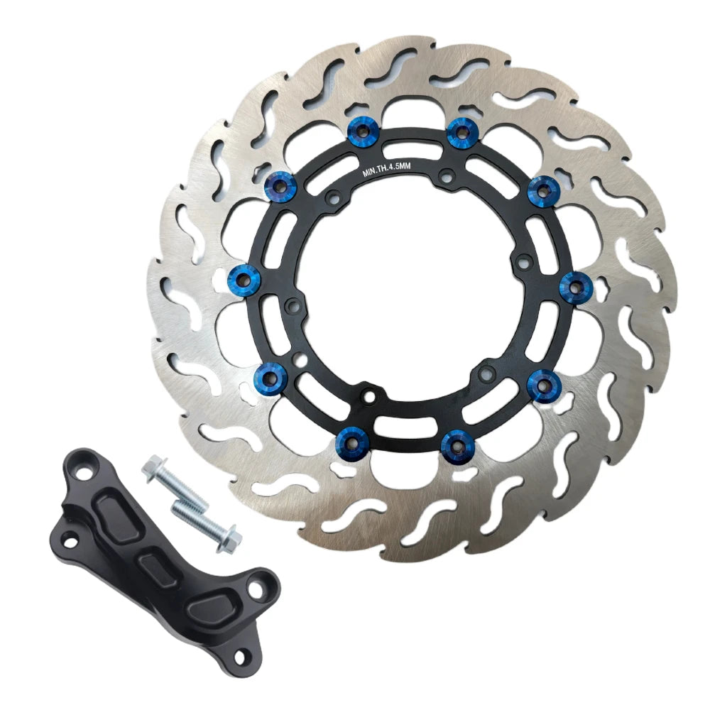 front 320mm brake rotor and bracket kit for stark varg on a white background 