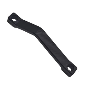 Black 220mm Surron brake caliper bracket spacer adapter, angled front view