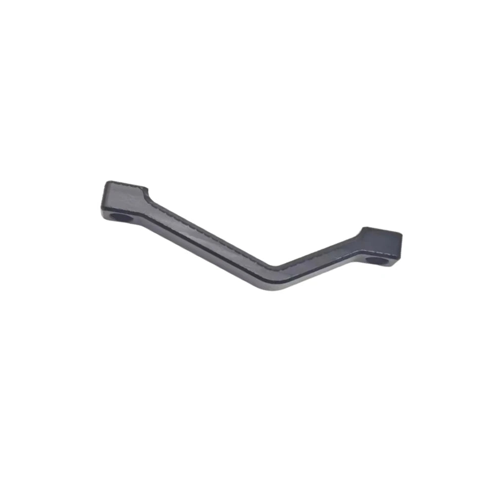 Black 220mm Surron caliper spacer mount, side view showing bolt holes