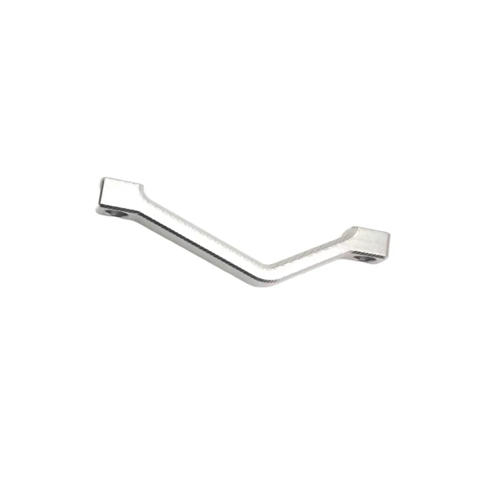 Silver Surron 220mm caliper spacer mount, side profile with mounting holes