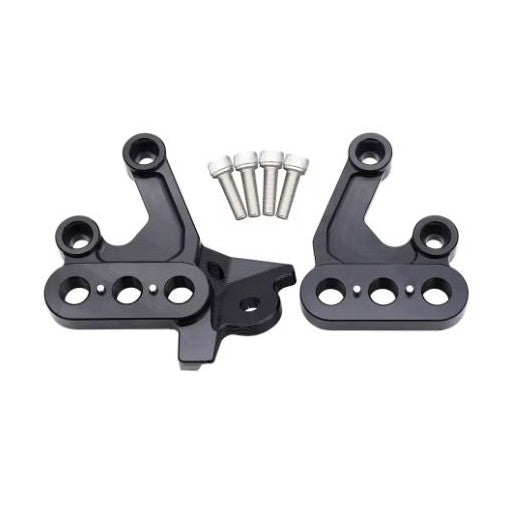 Two black Surron footpeg brackets (6061 T6 aluminum) for Light Bee/Eride Pro SS