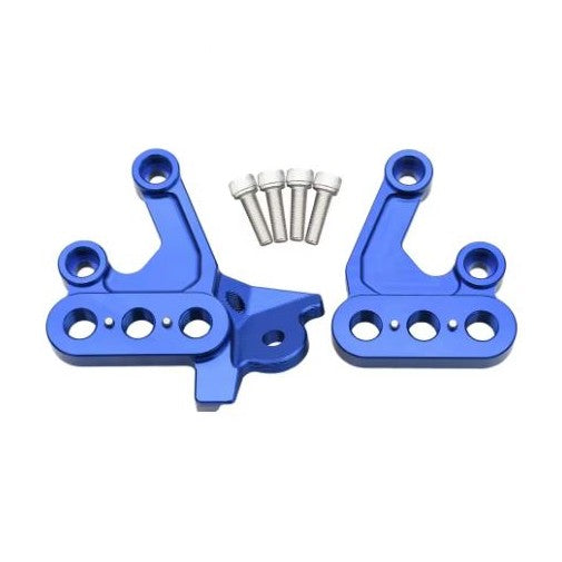 Two blue Surron footpeg brackets (6061 T6 aluminum) for Light Bee/Eride Pro SS