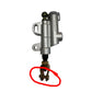 Surron foot brake master cylinder clevis and cotter pin, silver aluminum body with brass clevis and split cotter pin at base