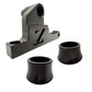 Surron front moto brake caliper mounting bracket, black anodized CNC billet with FactoryZ Z logo, plus two wheel spacers