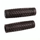 Surron waffle grips in black, pair laid side by side showing the diamond and hex pattern