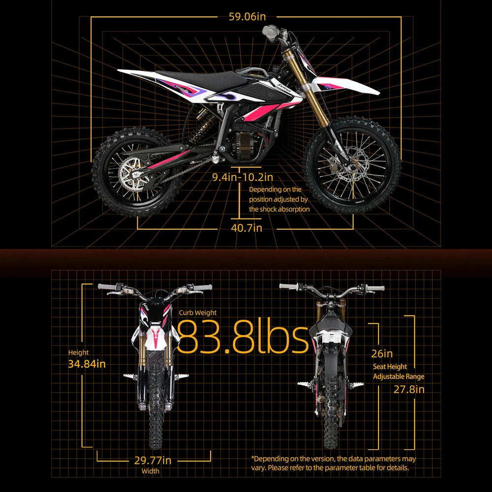 size diagram for the surron hyper bee