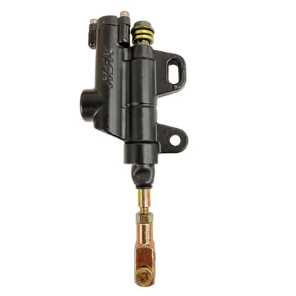 Surron Light Bee HSK foot brake master cylinder, black body with gold clevis pushrod and mounting tabs