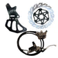 Surron Light Bee moto brake single caliper kit Gen1 black caliper with floating rotor on white background