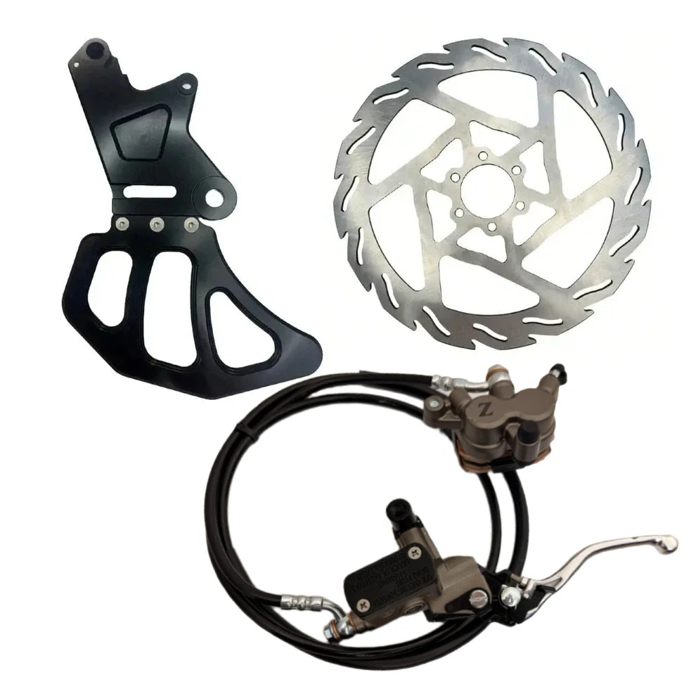 Surron Light Bee single caliper rear moto brake kit Gen1 black caliper assembly on white background