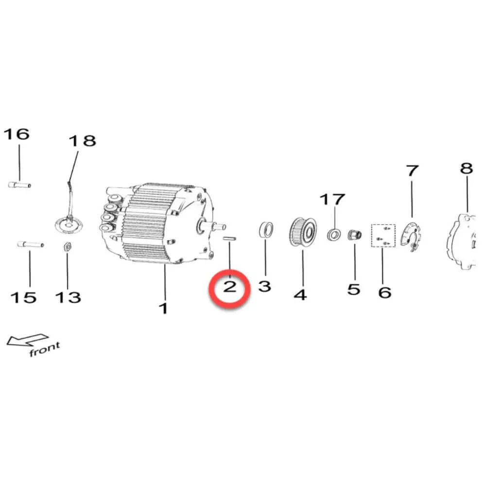 2024 diagram from the surron manual showing the location of the Motor Woodruff Key