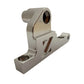 Surron front moto brake caliper bracket, CNC-machined silver aluminum with FactoryZ Z logo, front-side angle showing mounting bores