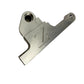 Surron front moto brake caliper bracket, CNC-machined silver aluminum with engraved FactoryZ Z logo, angled view