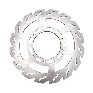 Surron Ultra Bee 270mm brake rotor, stainless steel disc with curved cooling slots, front view