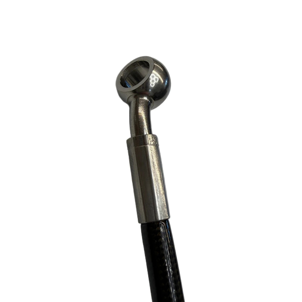close up of the 28 degree banjo on the moto foot brake line