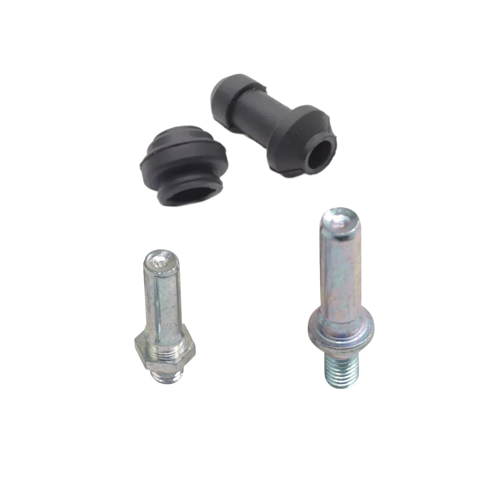 Two caliper poles and two black rubber sliders for surron ultra bee brakes on a white background