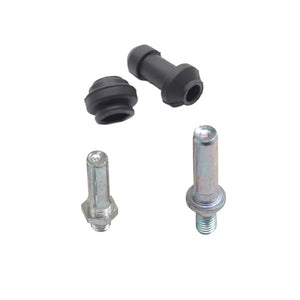 Two caliper poles and two black rubber sliders for surron ultra bee brakes on a white background