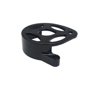 Surron Ultra Bee motor cover in black anodized billet aluminum, replaces the stock plastic pulley cover
