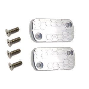 silver set of reservoir caps for surron ultra bee brakes