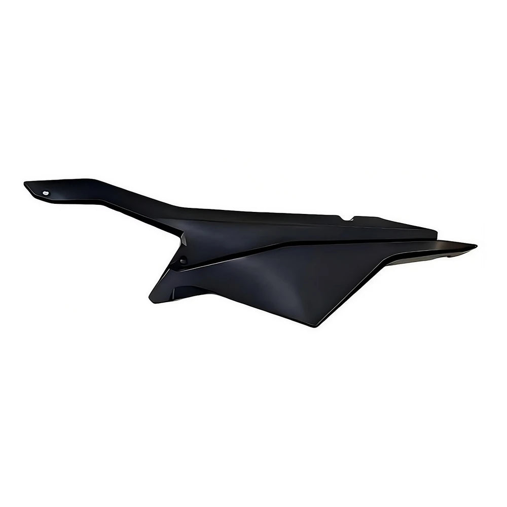 Surron Ultra Bee left side panel, plain black aftermarket ABS, side view