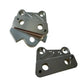 Silver CNC‑machined left and right foot peg brackets for Talaria X3 bikes, durable 6061 aluminum set