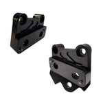 Black CNC‑machined left‑ and right‑side foot peg bracket replacement set for Talaria XXX/X3 bikes