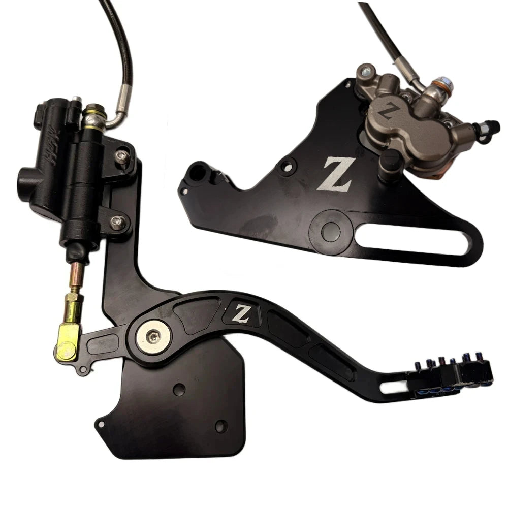Tuttio Soleil 01 foot brake kit, wide black caliper bracket, Custom Ultra Bee caliper, foot brake lever and peg