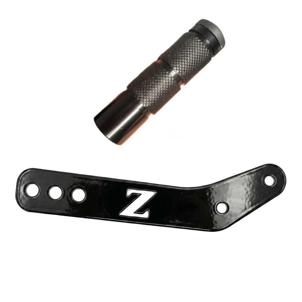 Tuttio Soleil 01 shift lock kit, knurled steel pivot pin and black anodized FactoryZ Z-logo bracket arm with four mounting holes
