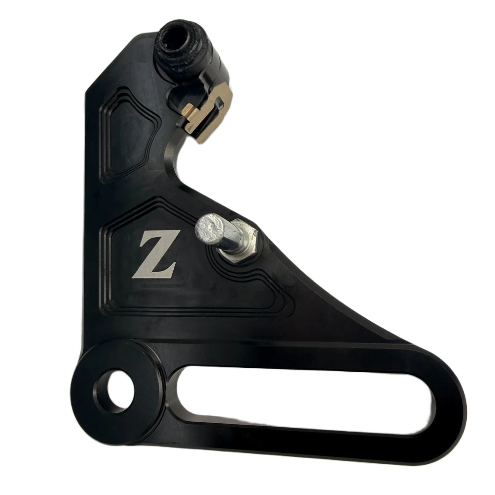 Tuttio Ultra Bee caliper bracket in black, CNC-machined, pars with the foot brake kit
