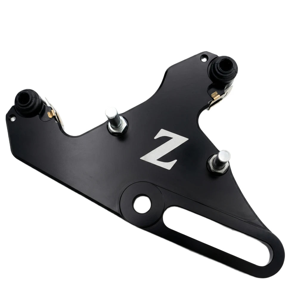 Tuttio Ultra Bee dual caliper bracket in black, with hardware installed on a white background