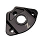 Yozma IN 10 ignition cover in black aluminum, angled view of the machined key ring and three bolt holes